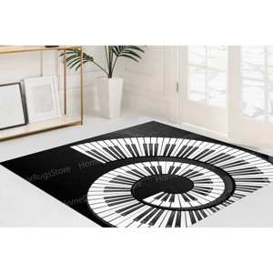 Alfombras Paino Keys, Alfombra Blanca y Negra, Alfombra Estampada, Alfombra Goblen - Product Image 2