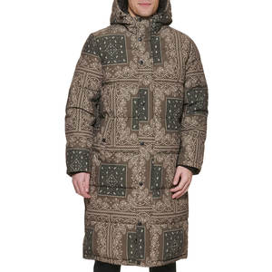 Meilleur prix Manteau parka d'hiver long à capuche imperméable pour homme - Polyester uni teint de haute qualité Vente en ligne - Product Image 1