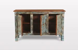 Handmade Modern Carved Mango Wood Sideboard Farmhouse Dining 3-Door <b>Cabinet</b> <b>Storage</b> for Living Room Bathroom Bedroom Hotel - Product Image 2