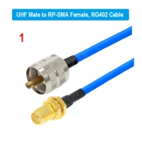 Adaptador de Conector PL259 UHF Macho a SMA Macho, Cable RG402 Semiflexible de 50 Ohmios, Cable Coaxial RF, Cable de Extensión