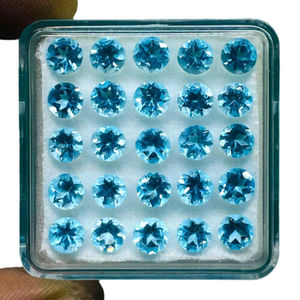 6mm Top Quality Swiss <b>Blue</b> Topaz Round Cut Loose Gemstone Natural <b>Blue</b> Topaz Faceted <b>Beads</b> for Jewelry Making By Wholesaler - Product Image 2