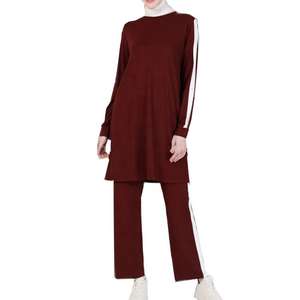 Conjunto Deportivo de Invierno 2026 al por Mayor para Mujeres Musulmanas, Sudadera con Capucha de Forro Polar y Pantalones Deportivos, 100% Algodón, Personalizable - Product Image 1