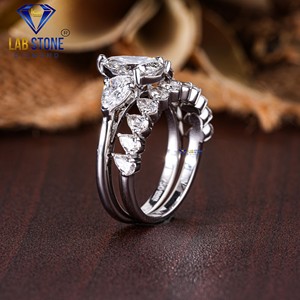 Anillo de oro blanco con diamante tallado en PerA TDW 2,58 de Lab-Stone / Elegance por triplicado, brillo sin fin/color de la EF-VS - Product Image 6