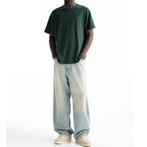 T-shirt personnalisé de haute qualité à col montant grande taille pour hommes 100% coton de luxe à épaules tombantes T-shirts pour hommes OEM - Product Image 4