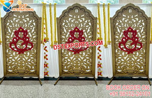 Panneau de toile de fond décoratif en fibre de mariage panneau de cadres dorés de scène pour décor d'événement Mehndi panneau de cadre de décor de scène Mehndi éblouissant - Product Image 3