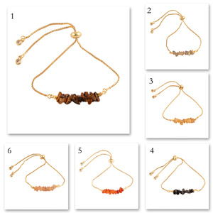 เครื่องประดับแฟชั่นชั้นนำดิบธรรมชาติเสือตาหินหลายเลื่อนสร้อยข้อมือ24พันชุบทองกล่องโซ่ปรับผู้หญิงสร้อยข้อมือ - Product Image 2