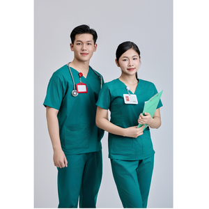 Ensemble de blouses médicales unisexes FMF fabriqué au Vietnam, en tissu WFX-CVC 52% coton, 45% polyester, 3% élasthanne, avec détection des aiguilles - Product Image 1