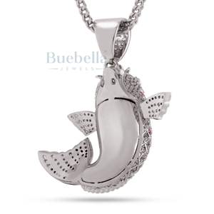 Gin Rin Kohaku Koi pez colgante collar Iced Out CZ diamante chapado en oro Hip Hop cadena estilo japonés Bling joyería - Product Image 2