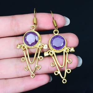Pendientes giratorios de amatista con piedras preciosas hechas a mano de Plata de Ley 925 sólida para mujeres y niñas, pendientes de plata estampados 925, joyería - Product Image 4