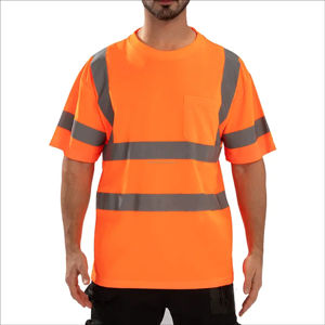 T-shirt de sécurité réfléchissant à manches courtes à séchage rapide à col rond d'été Vêtements usagés T-shirt de travail de sécurité de qualité supérieure - Product Image 5