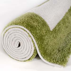 Alfombra Joli Geométrica Hecha a Mano de Viscosa Tejida Plana para Sala de Estar, Verde y Blanca - Product Image 6