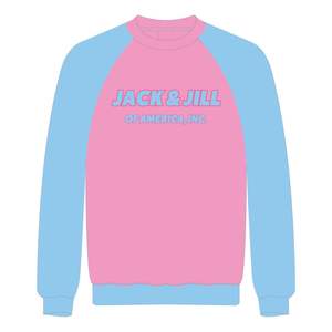 Jack et Jill of America Sweat-shirt à manches raglan rose Broderie en chenille bleue Vêtements d'organisations professionnelles civiques noires - Product Image 2