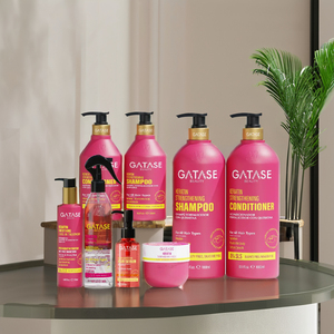 GATASE Set de Tratamiento Capilar Orgánico con Queratina para Fortalecer el Cabello, Reparación, <span class=keywords><strong>Anti</strong></span>-Rotura, Suavizante, Nutritivo, Champú, Acondicionador y Aceite - Product Image 1