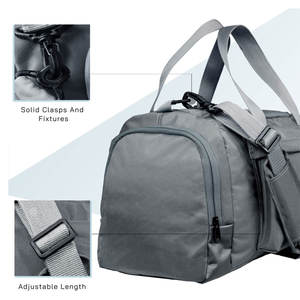 Sac de sport élégant – Sac de sport gris durable avec plusieurs compartiments zippés - Product Image 5
