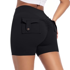 Shorts Cargo de Cintura Alta Transpirables con Bolsillos para Mujer, para Gimnasio, Entrenamiento y Uso Casual, con Cintura Elástica - Product Image 3