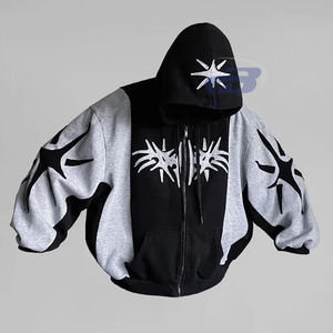 Sudadera con capucha unisex extragrande con cremallera y estampado gráfico, estilo urbano de invierno, con estampado de estrellas Y2K y diseño personalizado - Product Image 1