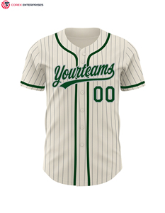 Personnalisé Vert-Blanc Authentique Pinstripe Baseball Jersey Offre Spéciale En Gros Imprimé Baseball Jersey - Product Image 5