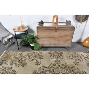 Vintage Turkish <b>Rug</b> Classic Beige Green 4.4 X 8.3ft Large Area Patchwork Wool with Latex Backing for Hallway or <b>Bedroom</b> - Product Image 2