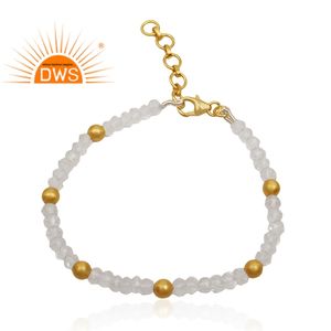 Best Selling 925 Sterling Silver 18K Gold Plated Natural Crystal Quartz <b>Gemstone</b> <b>Bracelet</b> Bangle Custom Jewelry Manufacturer - Product Image 1