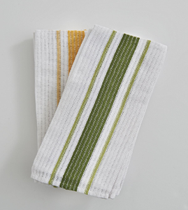 Serviette de cuisine en coton tissé, blanche, à rayures noires, subtile, disponible à prix de gros. - Product Image 2