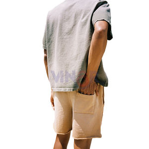 กางเกงขาสั้นผ้าคอตตอนของผู้ชายแบบวินเทจสำหรับฤดูร้อนใส่สบายพร้อมลายสีพื้นเป็นมิตรต่อสิ่งแวดล้อม - Product Image 3