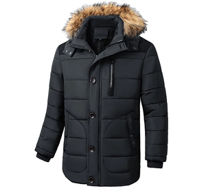 Oversized Plus Size Winter Puff Thick Warm Men's Custom Logo Bubble Puffer <b>Jacket</b> Canvas <b>Waterproof</b> Hooded Breathable Zipper - Product Image 2