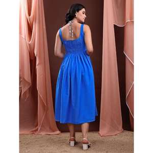 Mujeres sólido cuello alto sin mangas MIDI longitud vestido casual - Product Image 2