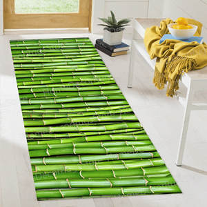Tapis imprimé bambou, paysage naturel champêtre vert intérieur 3D, tapis doux non tissé - Product Image 1