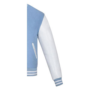 Chaqueta Universitaria Personalizada al por Mayor de Fábrica, Diseño OEM, Transpirable, Resistente al Viento, de Alta Calidad para Hombre, con Parche Bordado Frontal de Cuero Genuino - Product Image 5