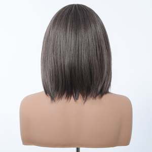 DWY Purple and Grey Short Straight <b>Bob</b> <b>Wig</b> Lace Front Synthetic High Temperature Fiber Natural and Stylish" - Product Image 6