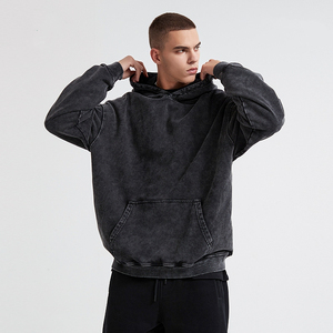 Sudadera con capucha de gran tamaño Vintage personalizada para hombres lavado con ácido 100% algodón French Terry Streetwear Puff Technique desgastado - Product Image 4