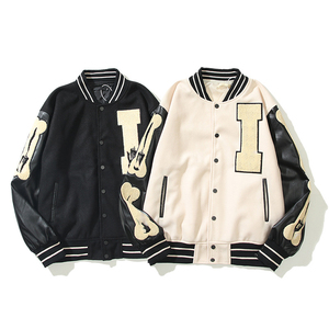 2024 New Arrival Men's <b>Slim</b> Wool Bomber Jacket Hot Selling Black Varsity Design Custom <b>Patches</b> Canvas Fabric Winter Wholesale - Product Image 3