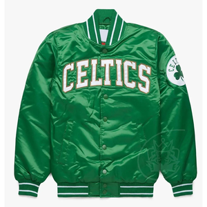 Celticss Satin College Bomber <b>Jacket</b> <b>Green</b> Customized Lettermen College University Football HIstorical <b>Jackets</b> - Product Image 3