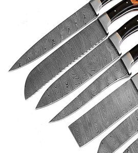 Juego de Cuchillos de Chef Profesionales Burraq de 7 Piezas, Hechos a Mano con Acero de Damasco, Mango de Madera, Ambidiestros, Aptos para Lavavajillas, Regalo Moderno - Product Image 5