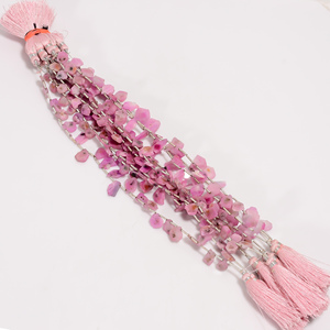 Perles de saphir, perles de tranche de forme de poire de saphir rose, perles de tranche de pierre précieuse de saphir rose, perles de saphir pour la fabrication de bijoux - Product Image 1