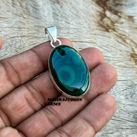 925 argent Sterling fait à la main Cabochon en forme de Malachite pierre précieuse pendentif collier bijoux de mode mariage pour enfants 925 timbre