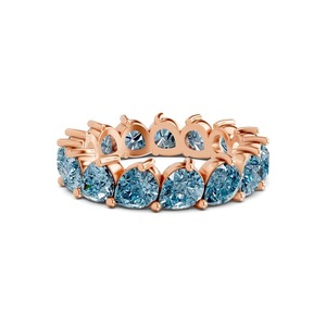 Bague Éternité Précieuse Bleu Glace Poire, Diamant de Laboratoire 2.00 Ct Tw, Or Massif 14K, Couleur Bleu Glace, Pureté VS, 17 Diamants, Modèle Royal - Product Image 2