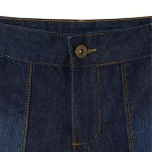 New Professional Quality Dark Blue 100% Cotton Women'S High-Waist Straight-Leg Casual Style,Straight Style <b>Shorts</b> For Women's - Product Image 4