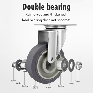 4 Stück leise abschließende Rollen mit Bremse - 3""/4""/5"" Drehbare Platten-Räder für keine Bodenmarkierungen und einfache Mobilität - Product Image 6