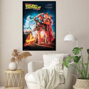 Impression sur toile au design moderne, retour vers le futur III, cadre noir - Product Image 1