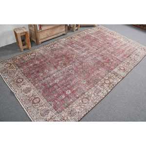 พรมตุรกีขนาดใหญ่ 5x9.3 ฟุต พรมวินเทจ พรมขนสัตว์สีแดงไล่เฉด - Product Image 2