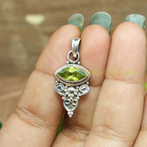 Collier avec pendentif en argent Sterling 925, péridot vert naturel, fait à la main, Vintage, style Boho, filigrane, bijoux pour femmes, cadeau de noël - Product Image 5