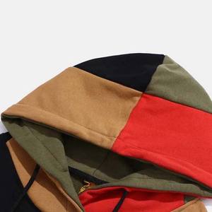 Bloc couleur dernière conception sweats à capuche pour hommes sweats pull coton matériel surdimensionné vêtements d'hiver décontracté basiques sweats à capuche pour hommes - Product Image 5