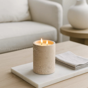 Wholesale Natural Travertine Stone Candle <b>Jar</b> Holder Direct from Factory Elegant <b>Marble</b> Candle Vessels for Luxury Home Decor - Product Image 1
