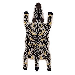 Tapis rectangulaire en laine et viscose tufté à la main Wild Wanderlust, motif animalier, pour la maison, le couloir, hauteur de poils moelleux - TRA-15107 - Product Image 1
