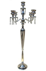 Candélabres à 5 bras avec fleur pour centres de Table de mariage/candélabres à 5 bras-centre de Table de mariage-bougie en argent - Product Image 6