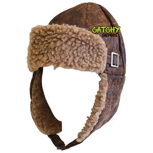 Casquette de pilote aviateur avec boucle frontale et fausse fourrure, accessoire de costume - Product Image 2