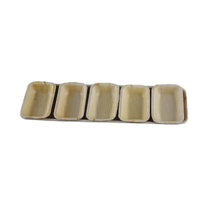 Assiettes à sushi rectangulaires biodégradables naturelles, ensemble de vaisselle compostable et jetable en feuille de palmier pour la restauration, mariage et fête - Product Image 3