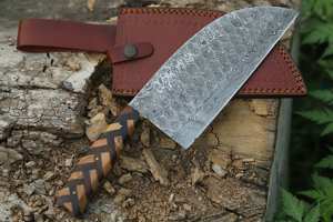 Couteau de chef en acier Damas fait à la main avec manche en bois cadeau de cuisine pour mari couteau de pêche serbe. - Product Image 6