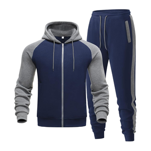 Top Trending Gray Jogger Sets para hombres Logotipo personalizado Cremallera completa Ropa deportiva Calentamiento Entrenamiento físico al aire libre Conjunto de cuello redondo - Product Image 1